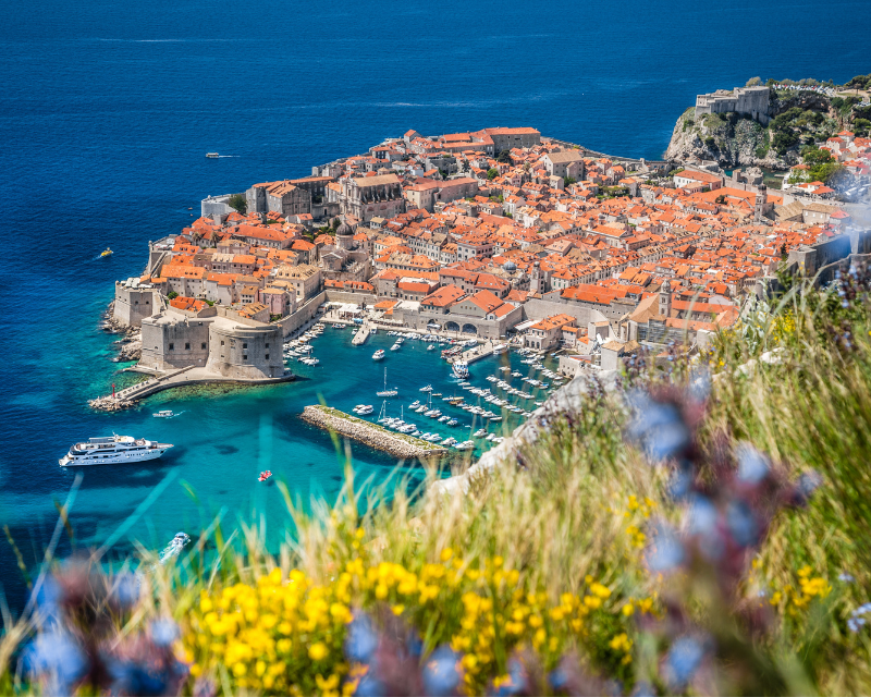 Panoramic aerial view of the historic town of Dubrovnik