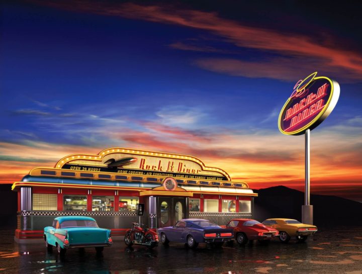 Retro American Diner at Dusk