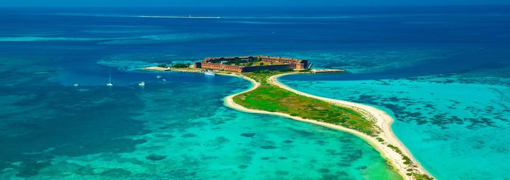 Aerial view of Dry Tortugas National Park, Fort Jefferson. Florida. USA.