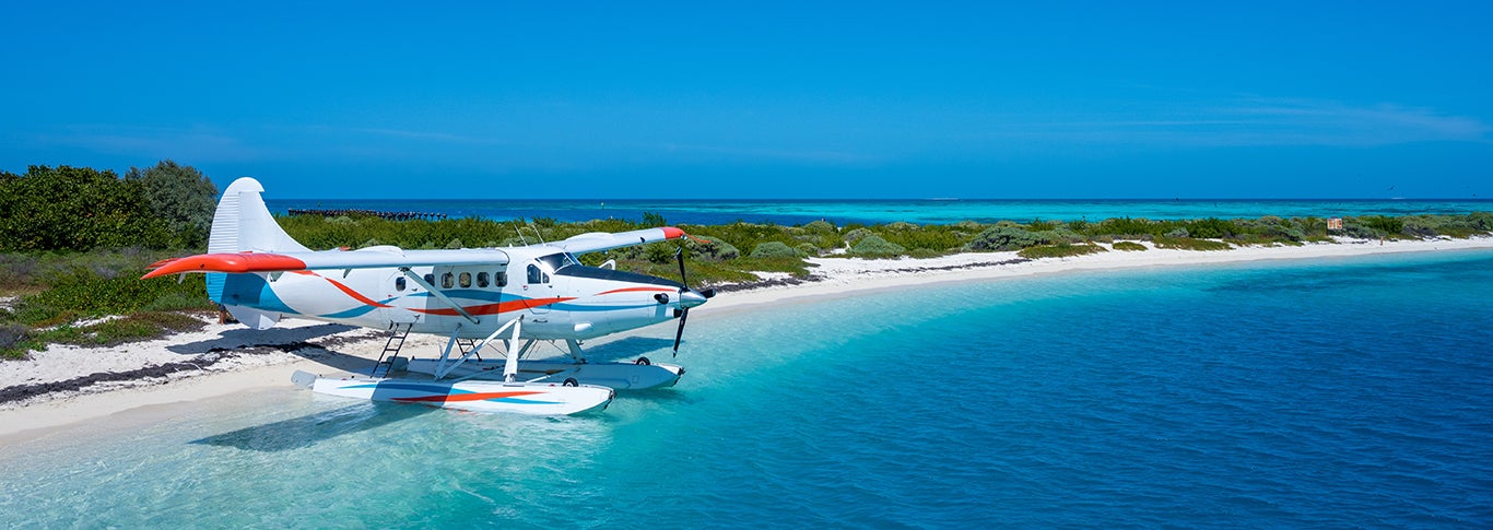 Sea Plane Docked at Dry Tortugas Beach in Florida