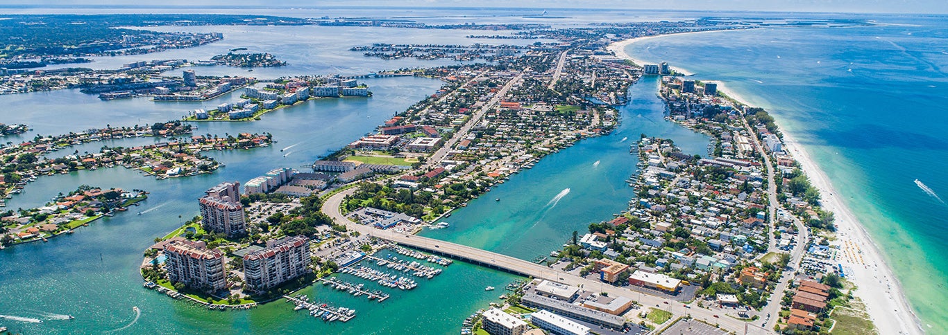 Sunny beach vista from St. Pete Beach, FL